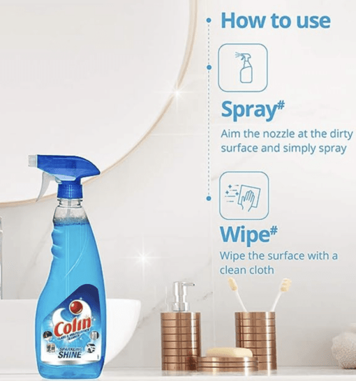 Colin 500 ml, Glass and Surface Cleaner Liquid Spray | India's #1 Glass Cleaner for Car, Kitchen and Home Surfaces | Multi Surface Cleaner - Image 2